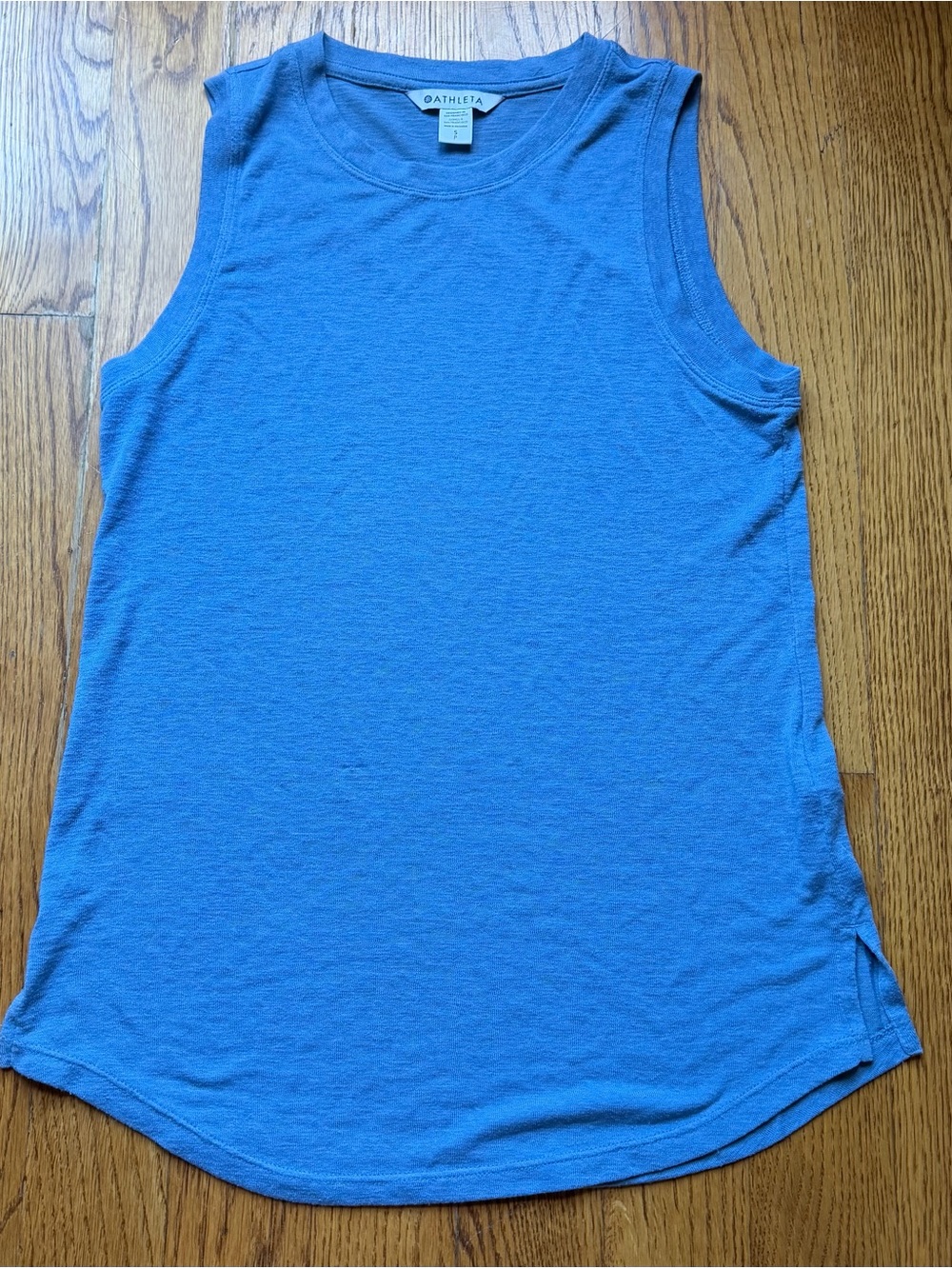 Athleta Women's Dusty Blue Sleeveless Crew Neck Tank Top Side Slits Small
